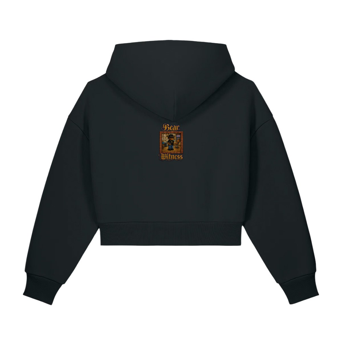 Bear Witness Cropped Zip Hoodie (Black) — Black