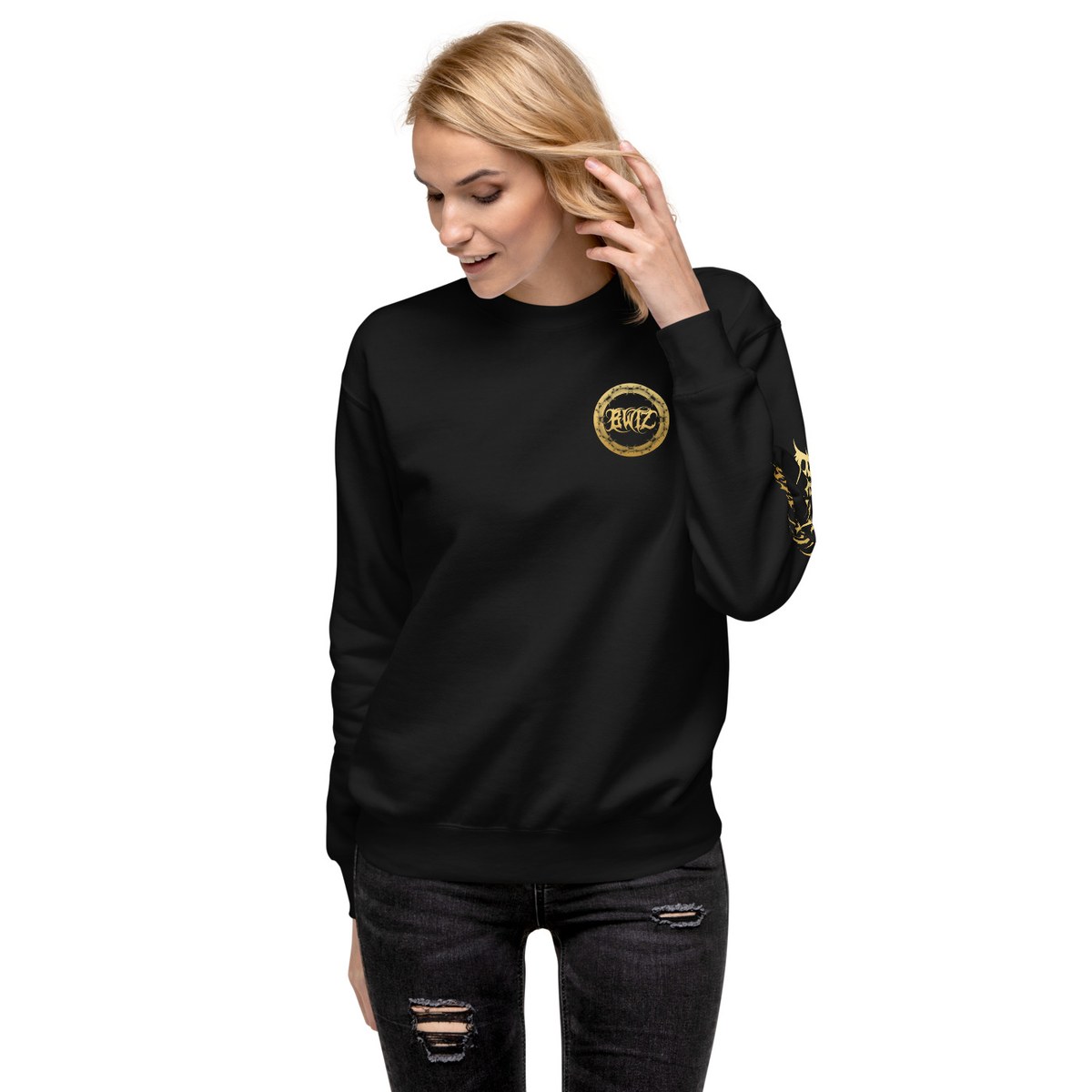 Bear Witness Premium Crewneck (Black) — Black / Gold