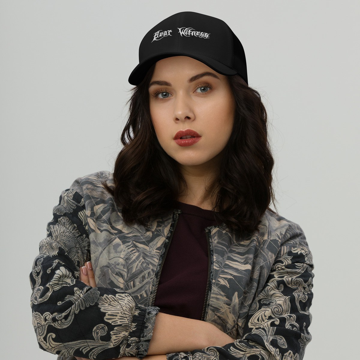 Bear Witness Retro Trucker Hat (Black) — Black