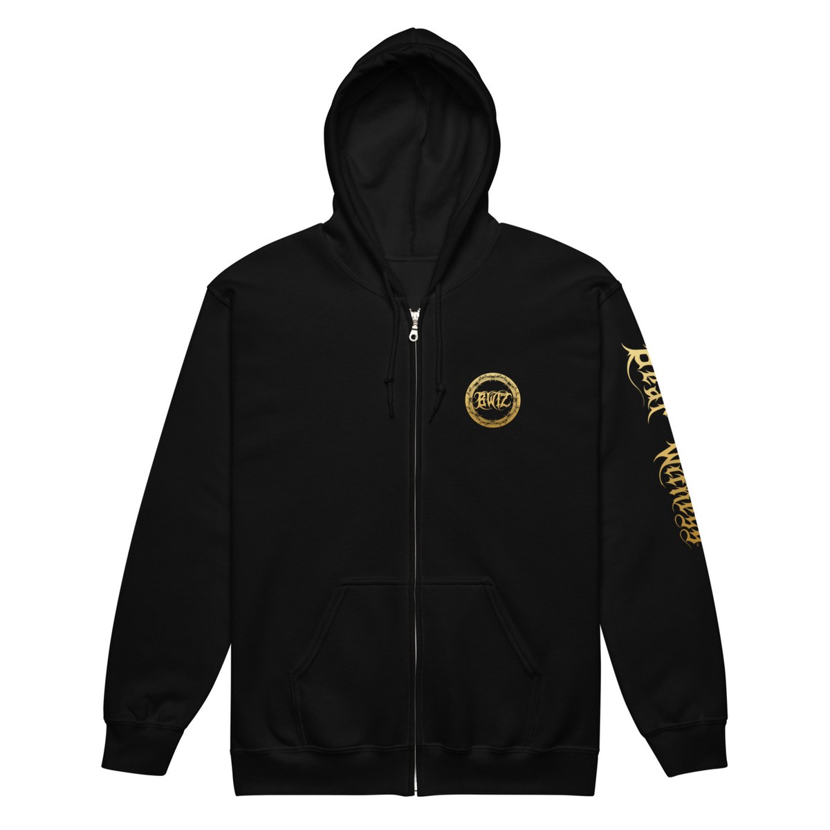 Bear Witness Zip Hoodie (Black) — Black / Gold
