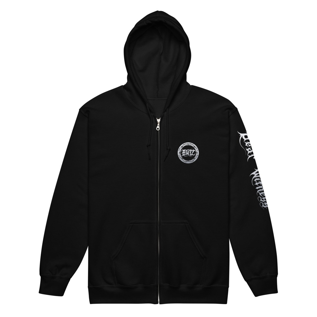 Bear Witness Zip Hoodie (Black) — Black / Silver