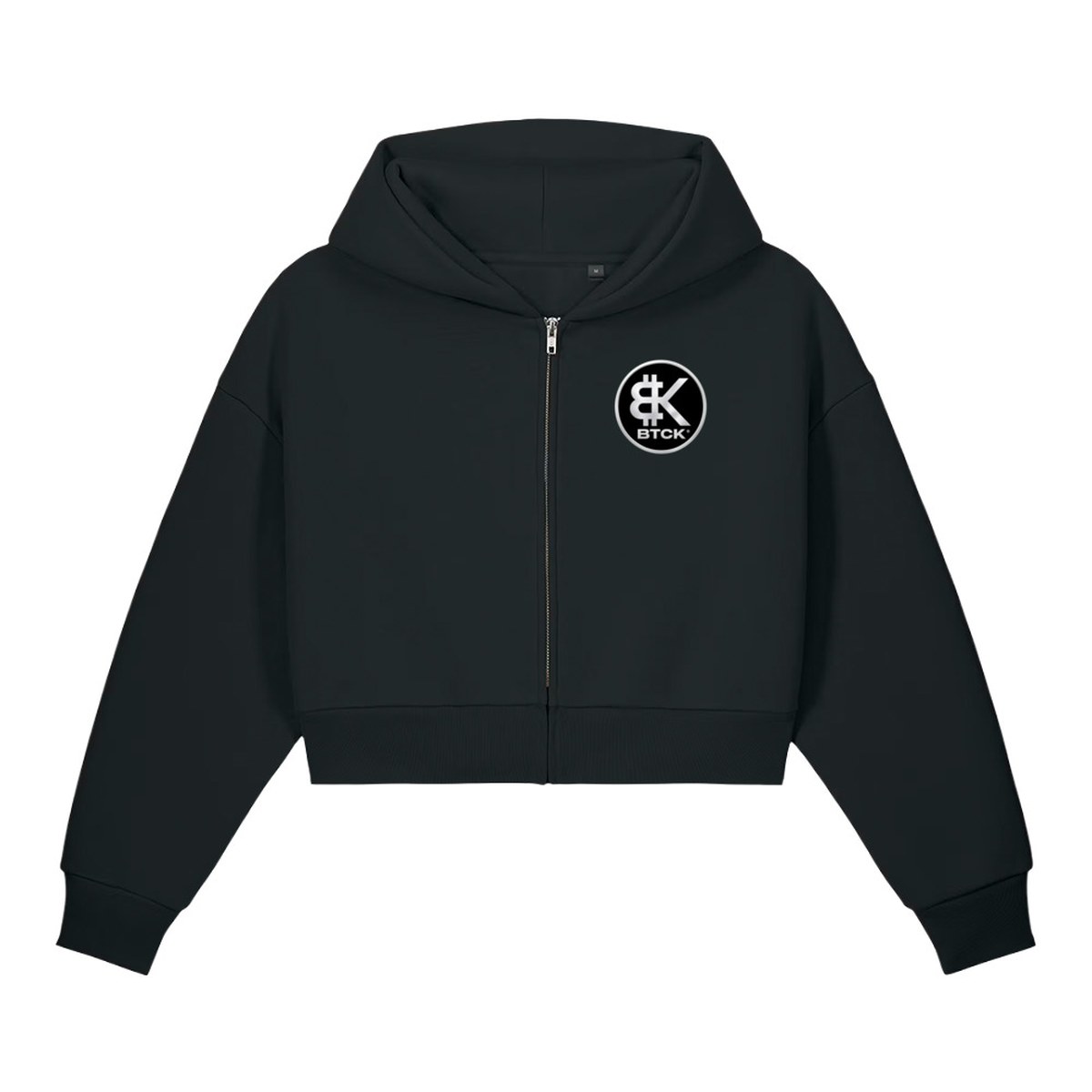 BTCK Cropped Zip Hoodie (Black) — Black