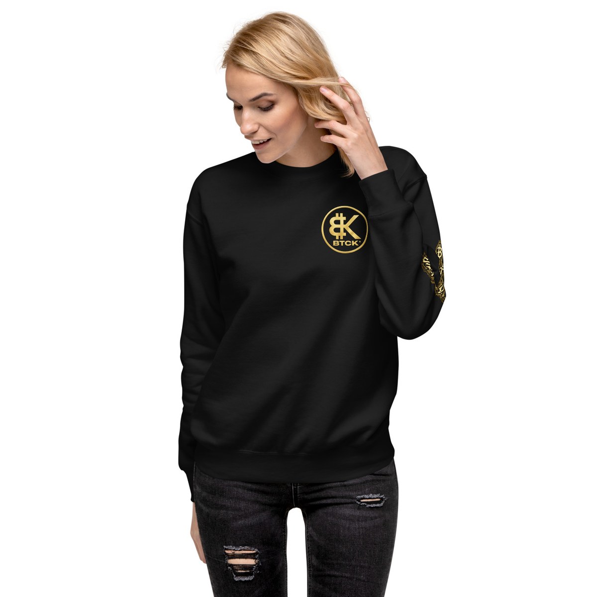 BTCK Premium Crewneck (Black) — Black / Gold
