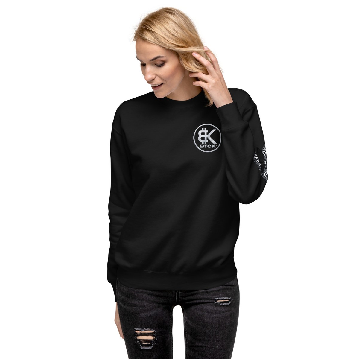 BTCK Premium Crewneck (Black) — Black / Silver