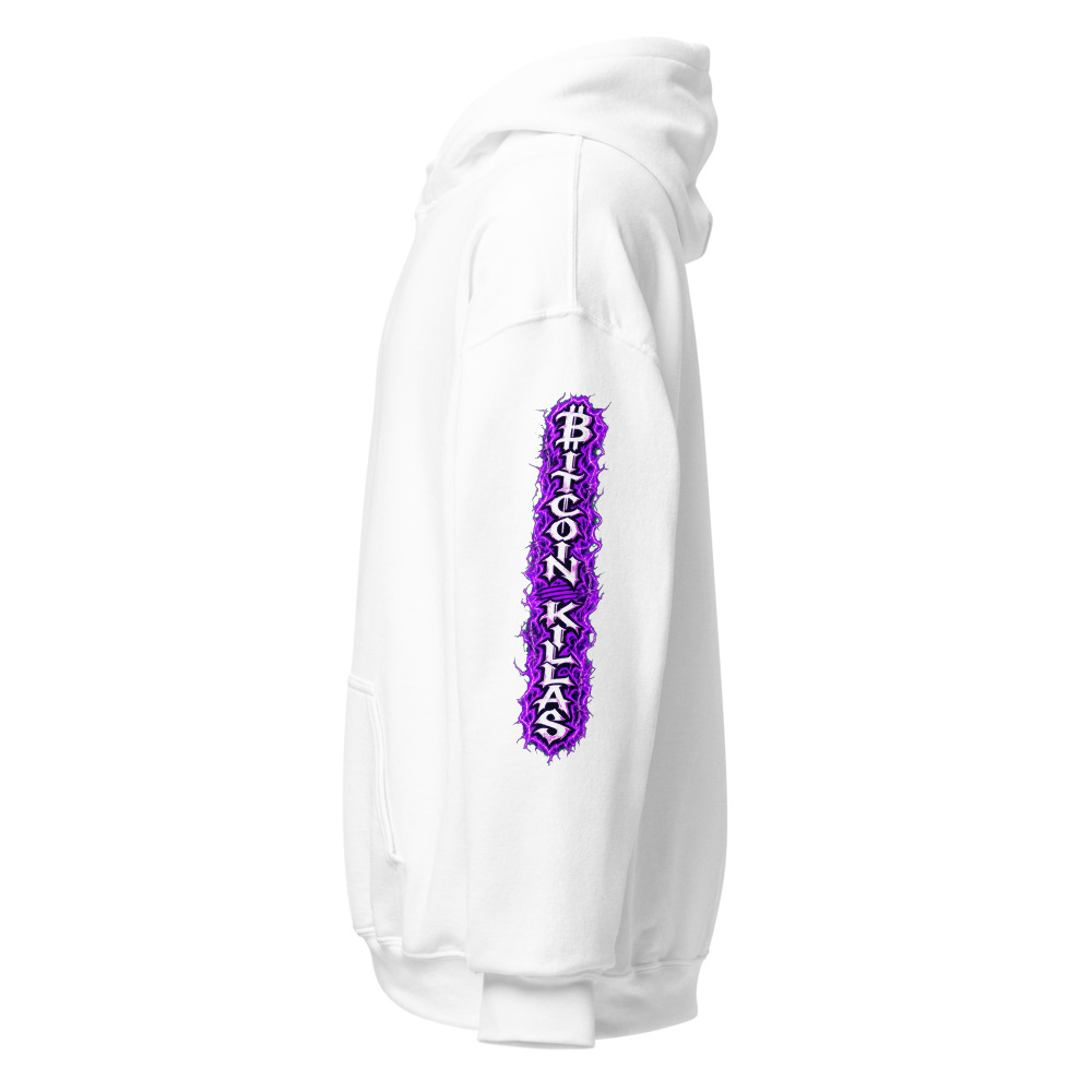 BTCK Hoodie - Purple Lightning Sleeve — White