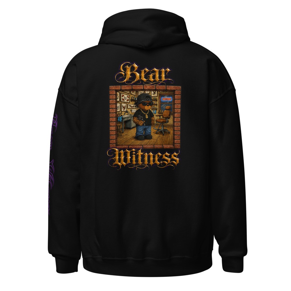 Bear Witness Hoodie - Purple Sleeve — Black