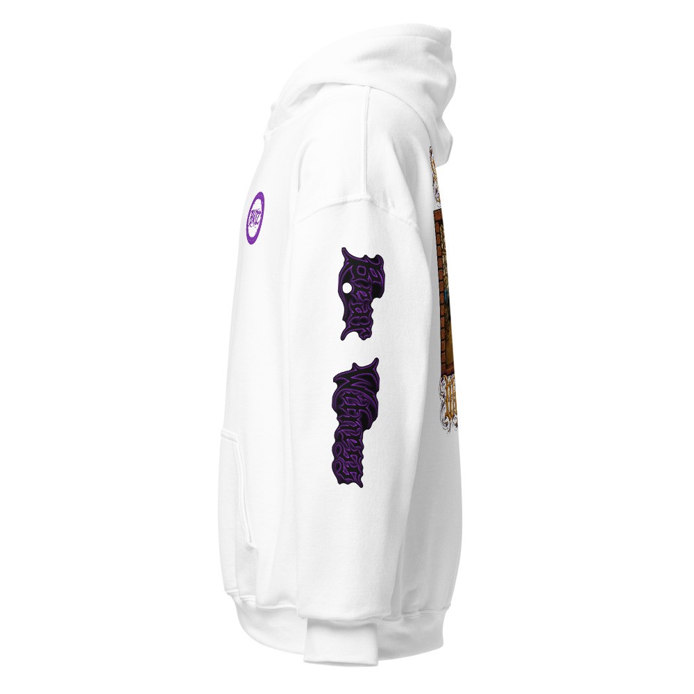 Bear Witness Hoodie - Purple Sleeve — White