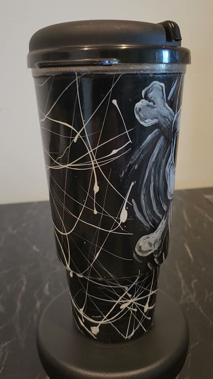 Hand-Painted Tumbler — Skull & Web