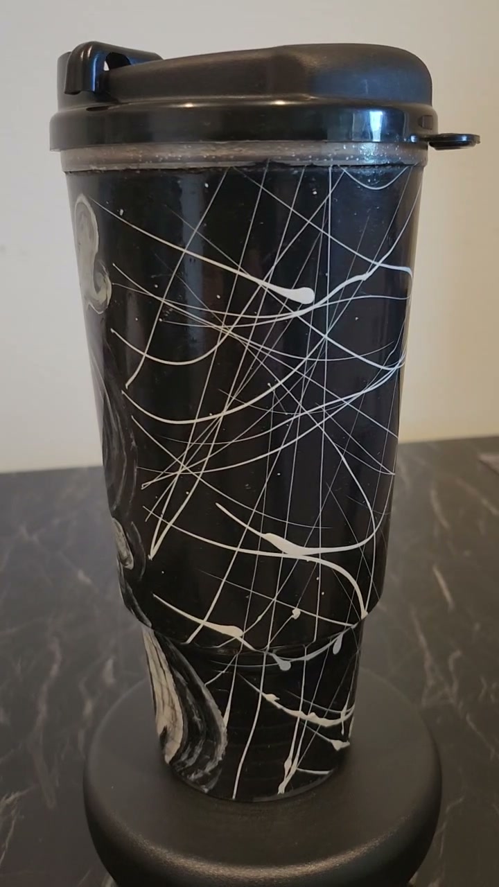 Hand-Painted Tumbler — Skull & Web