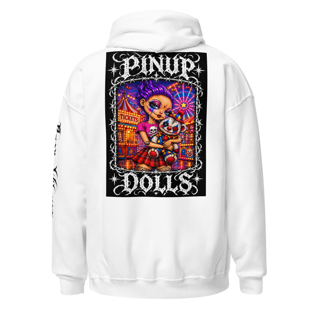 Pinup Dolls - Carnival Clown Bear Hoodie — White