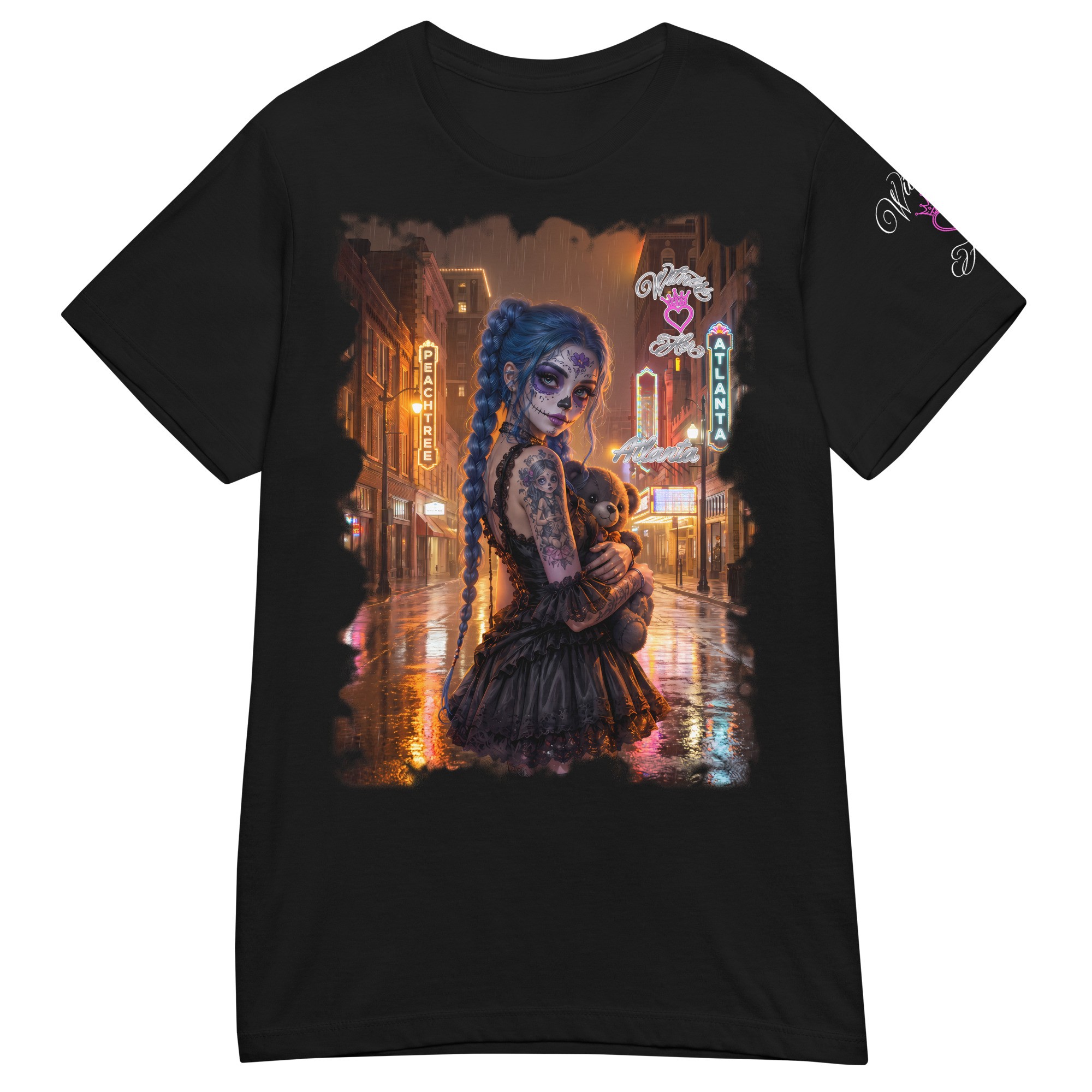 Witness Her — Atlanta Rain Sugar Skull Women’s Tee — Black