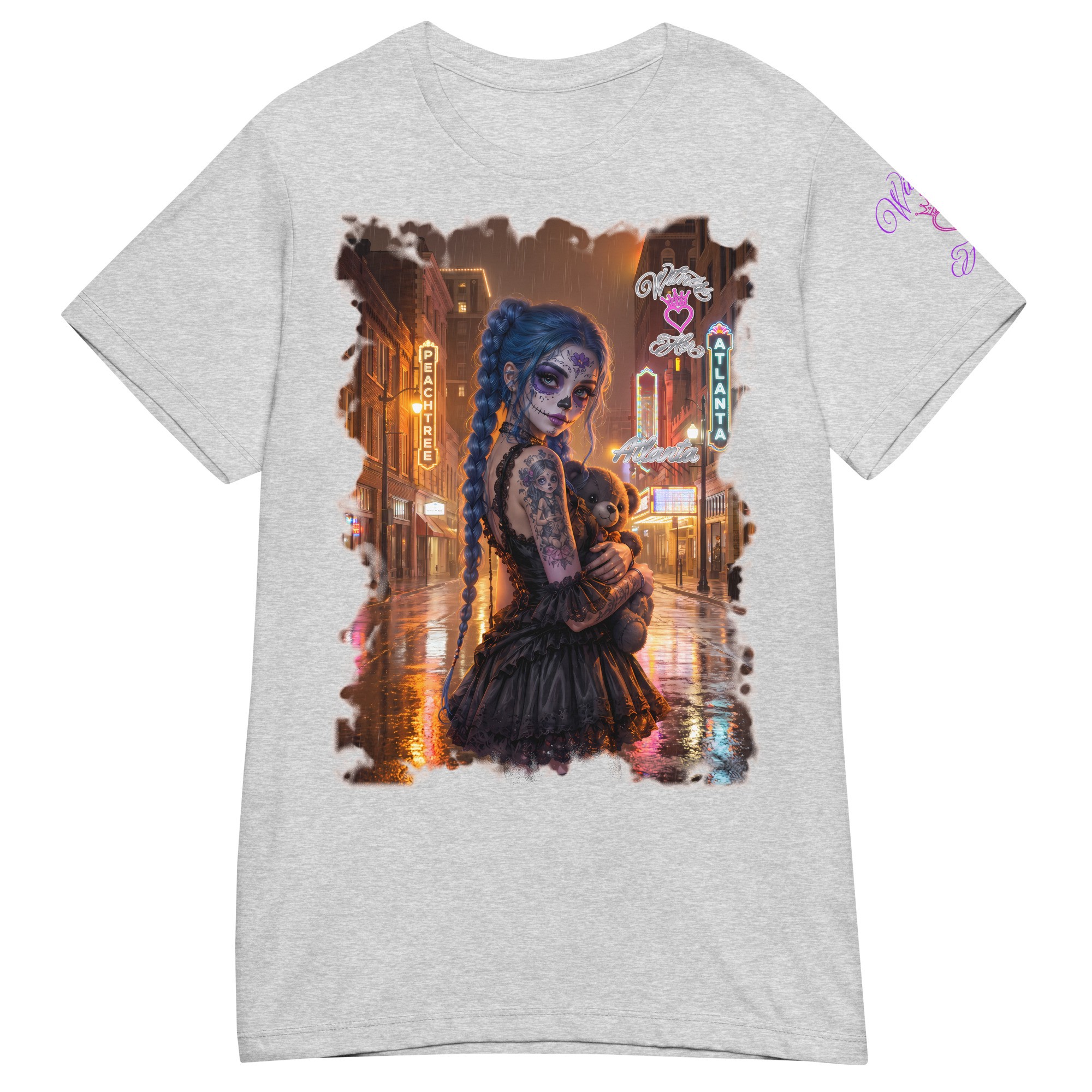Witness Her — Atlanta Rain Sugar Skull Women’s Tee — Sport Grey