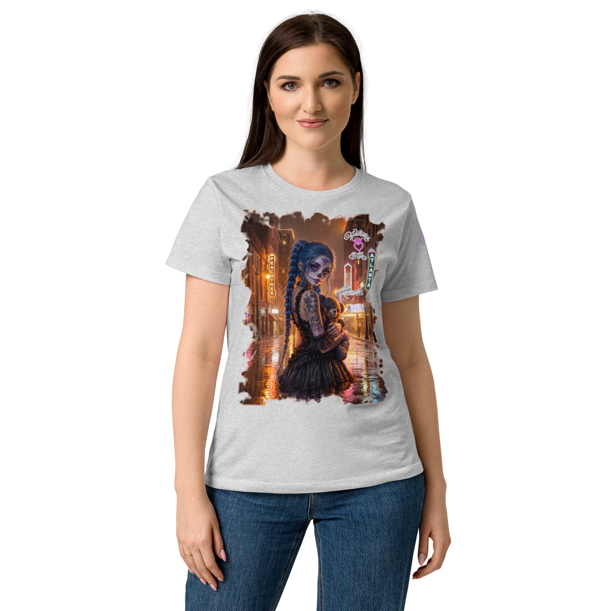 Witness Her — Atlanta Rain Sugar Skull Women’s Tee — Sport Grey