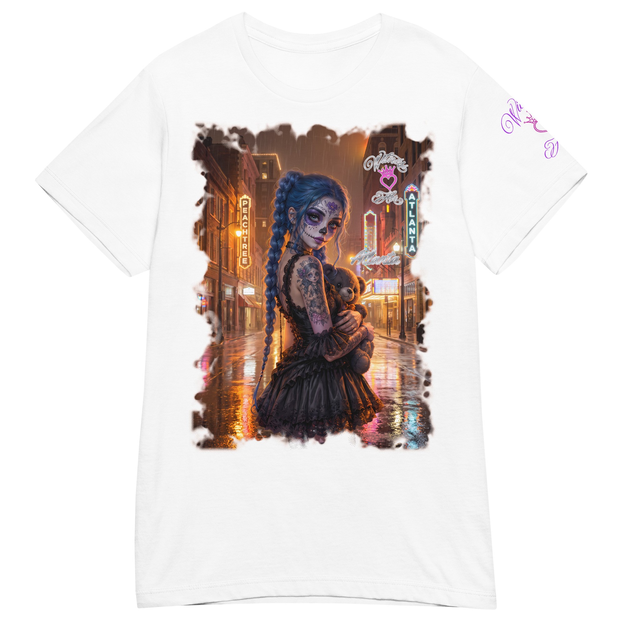 Witness Her — Atlanta Rain Sugar Skull Women’s Tee — White