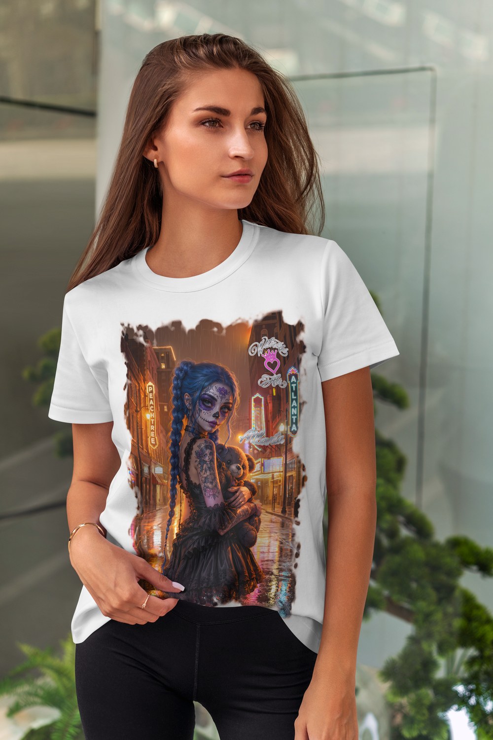 Witness Her — Atlanta Rain Sugar Skull Women’s Tee — White