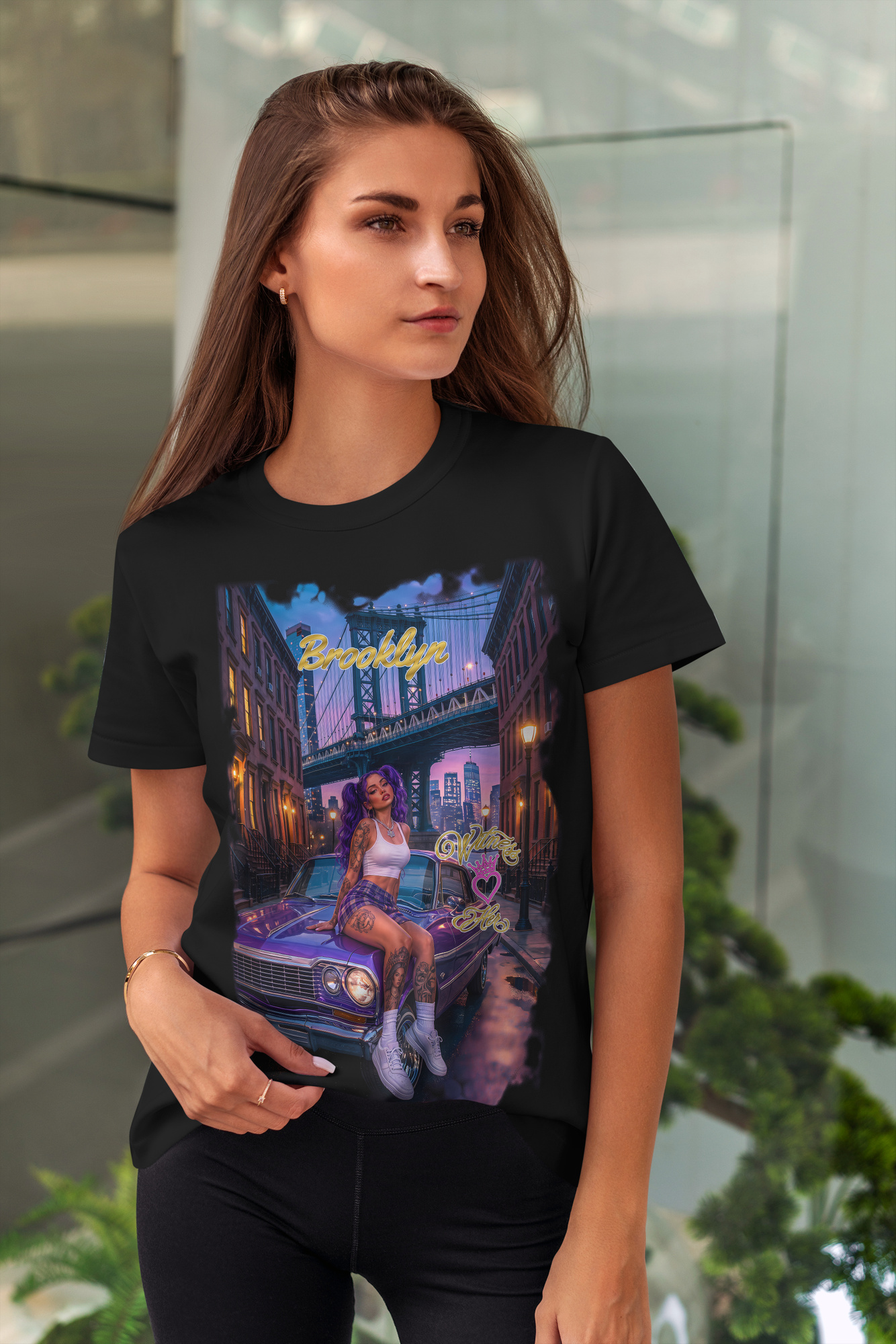 Witness Her — Brooklyn Night Chola Women’s Tee — Black