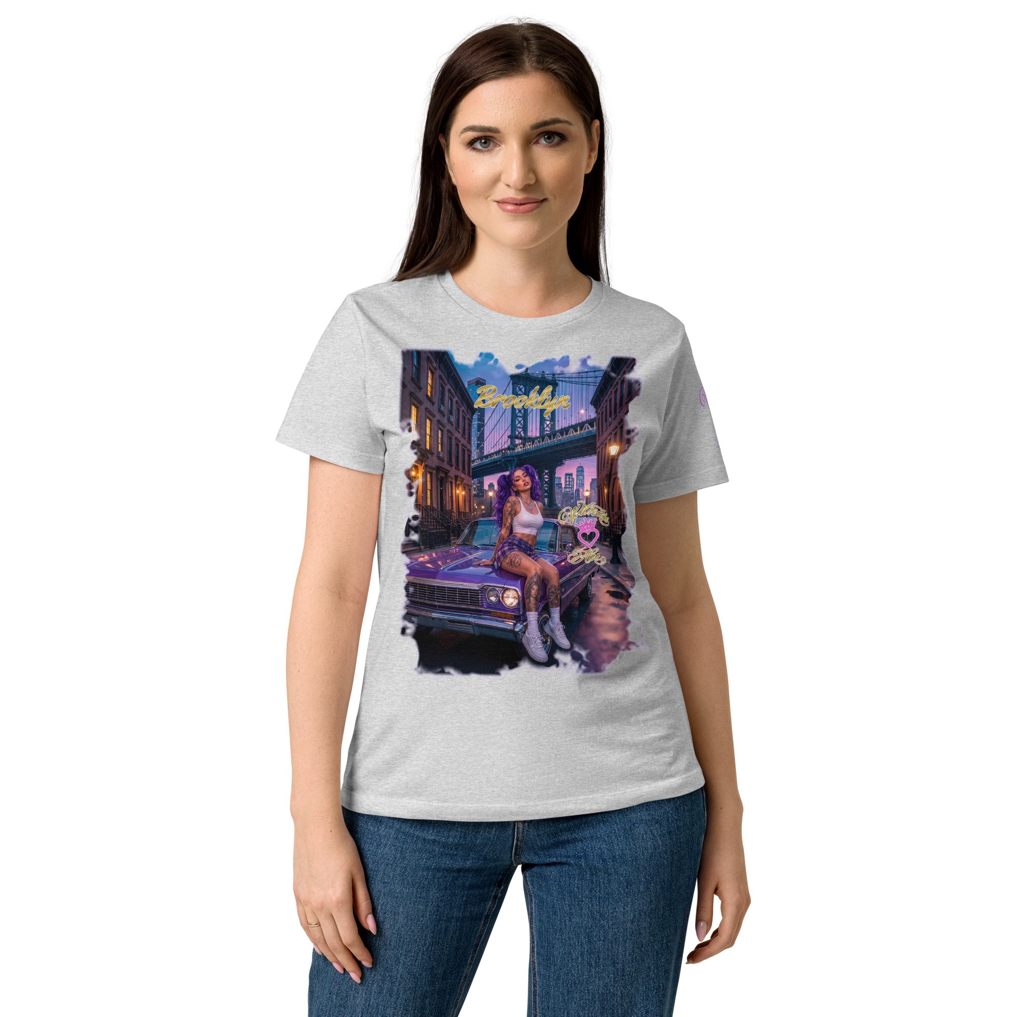 Witness Her — Brooklyn Night Chola Women’s Tee — Sport Grey