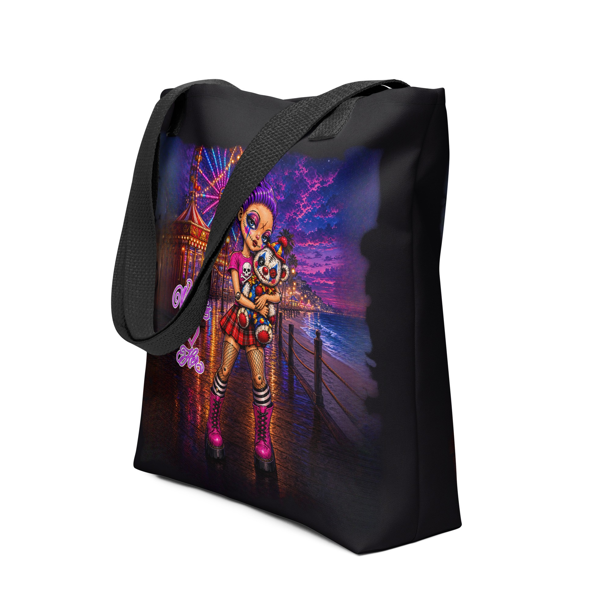 Witness Her — Carnival Clown Bear Tote — Black