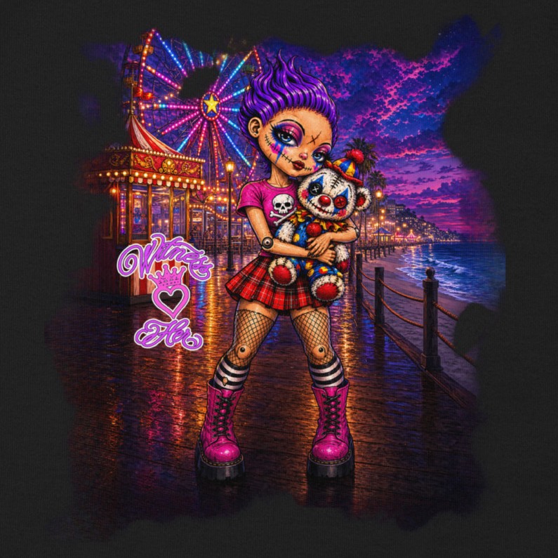 Witness Her — Carnival Clown Bear Women’s Micro-Rib Tank — Black