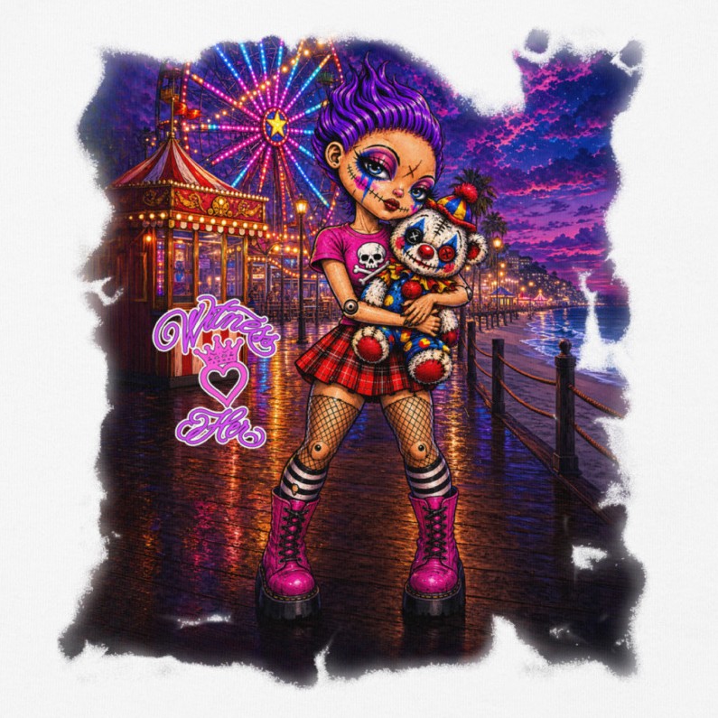Witness Her — Carnival Clown Bear Women’s Micro-Rib Tank — Black