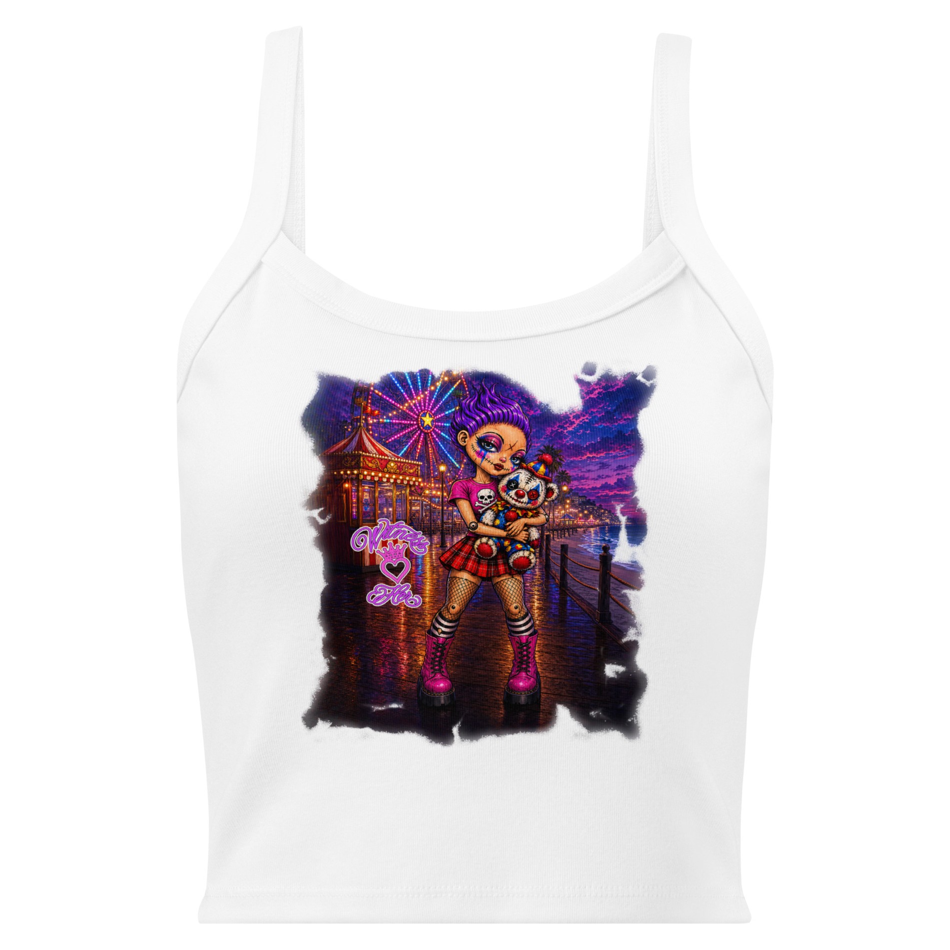 Witness Her — Carnival Clown Bear Women’s Micro-Rib Tank — Black