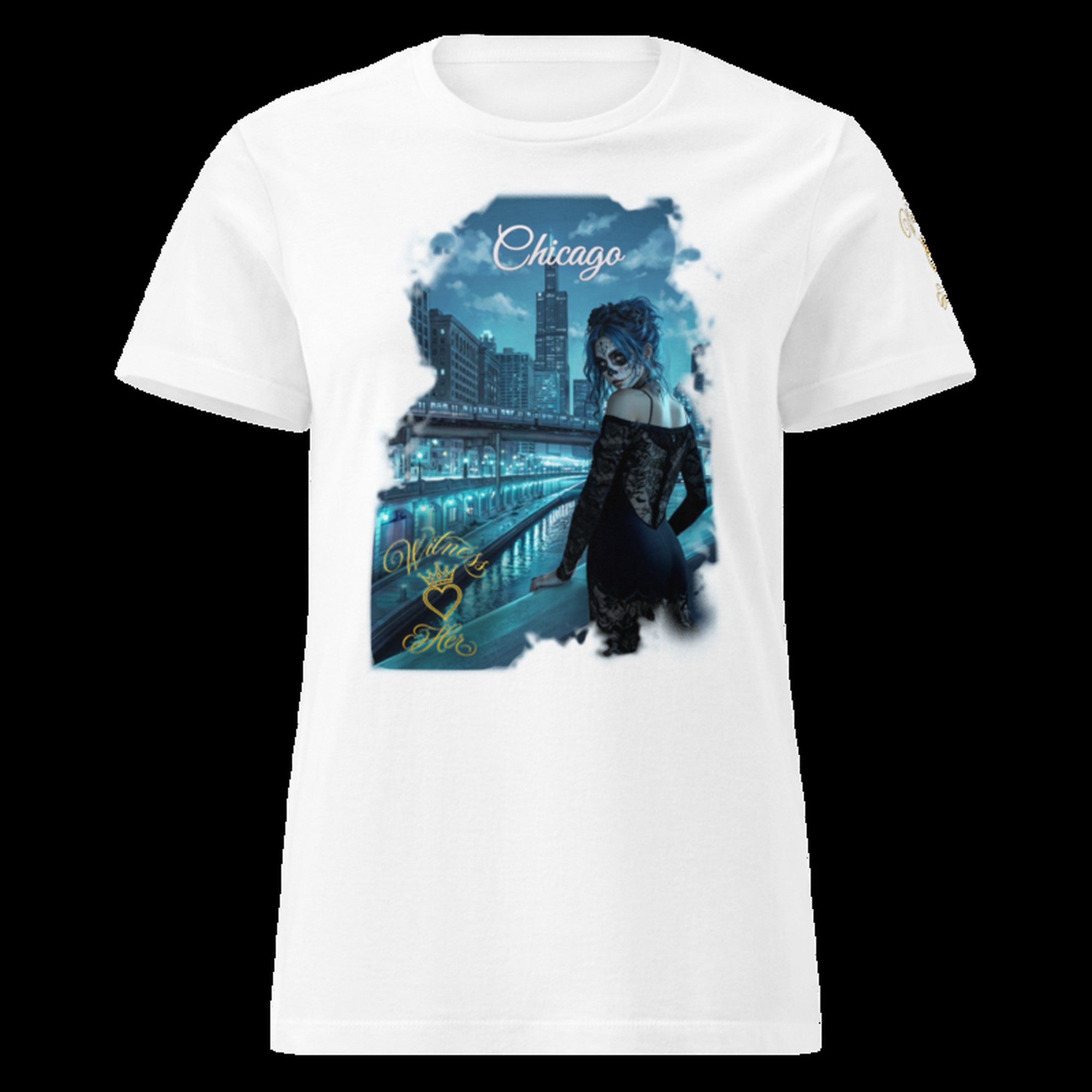 Witness Her — Chicago Firefly Sugar Skull Women’s Tee — White