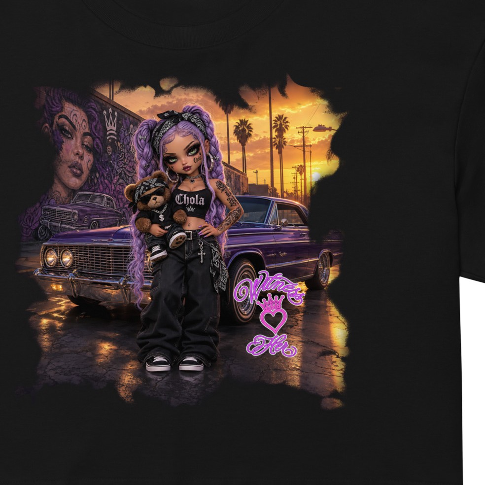 Witness Her — Chola Lowrider Women’s Crop Tee — Black