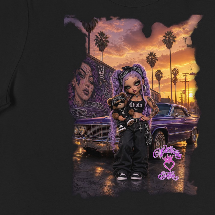 Witness Her — Chola Lowrider Women’s Tee — Black