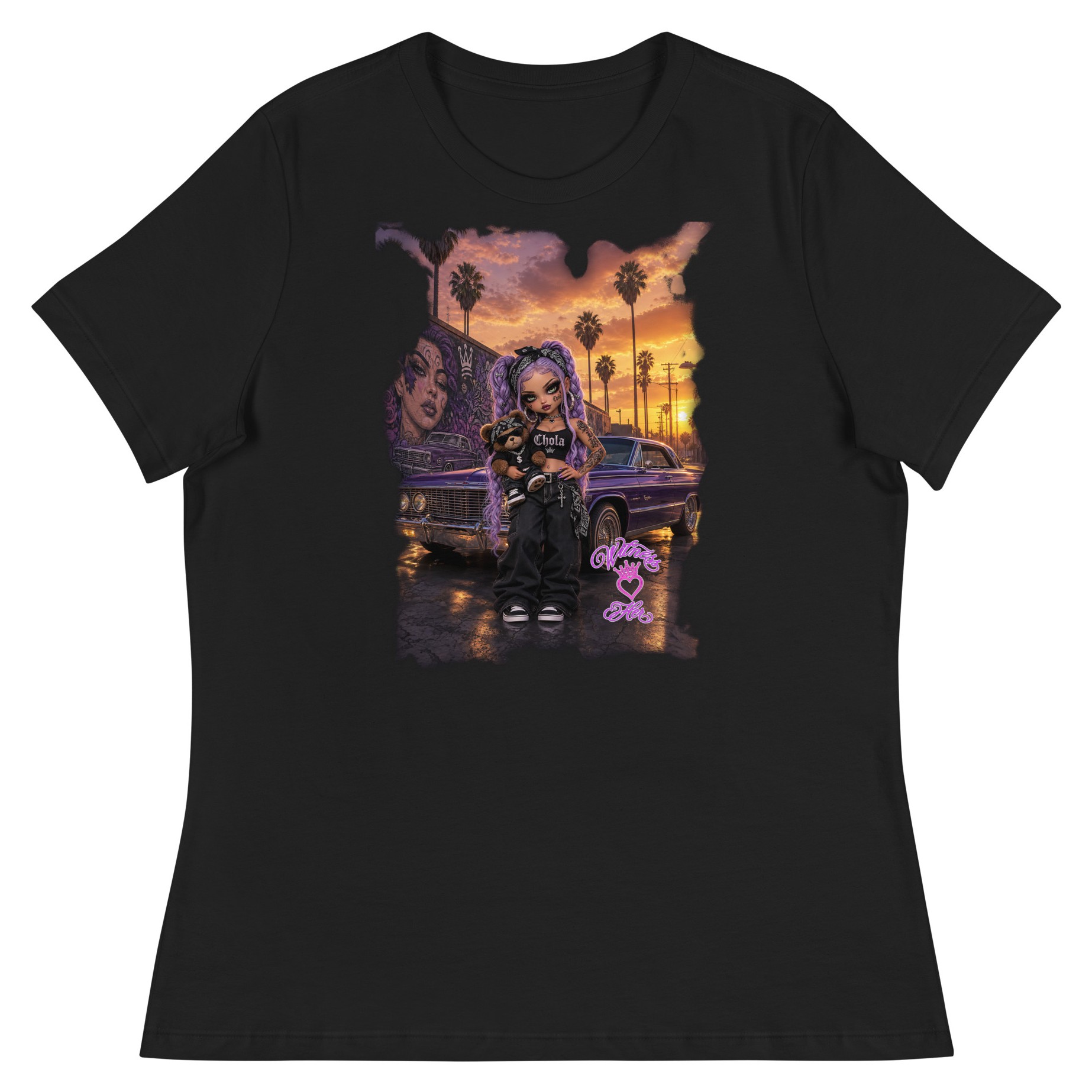 Witness Her — Chola Lowrider Women’s Tee — Black
