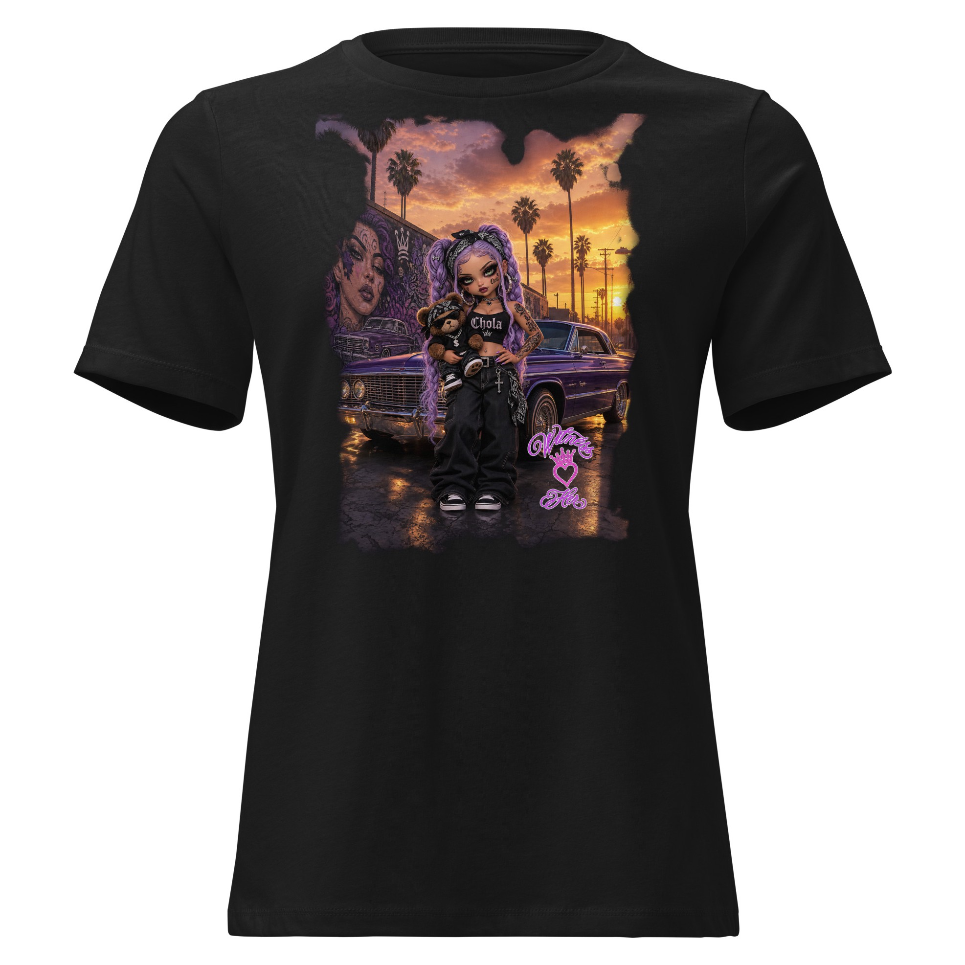 Witness Her — Chola Lowrider Women’s Tee — Black