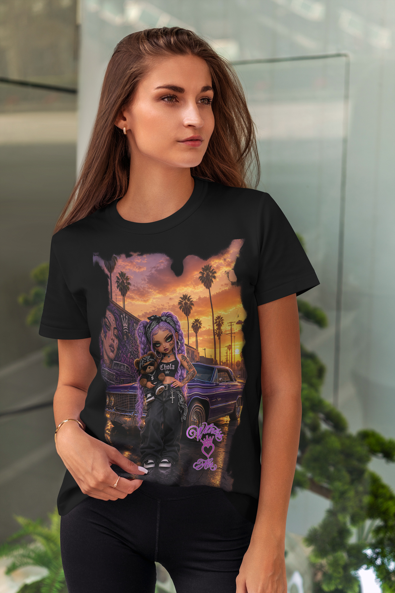 Witness Her — Chola Lowrider Women’s Tee — Black