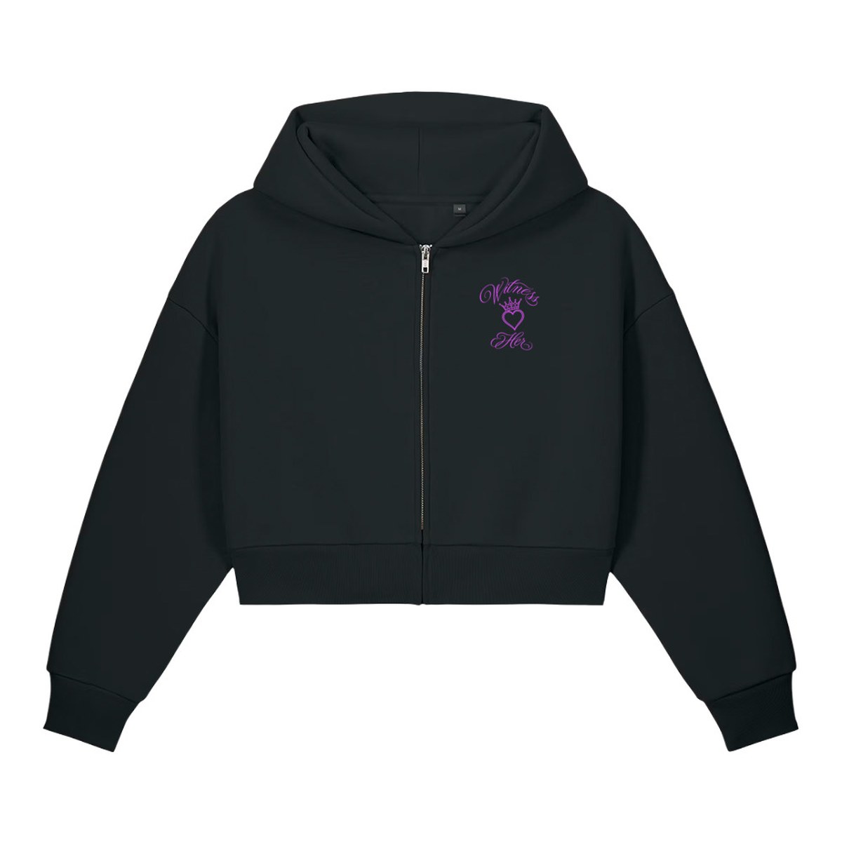 Witness Her — Cropped Zip Hoodie (Black) — Black