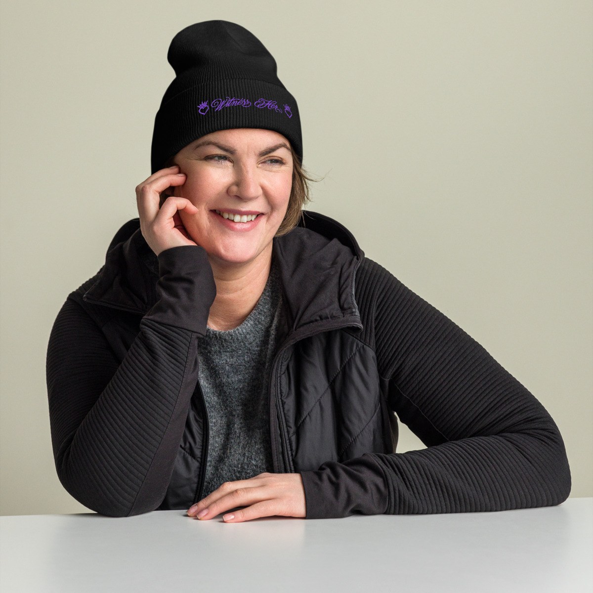 Witness Her — Cuffed Beanie (Black) — Black