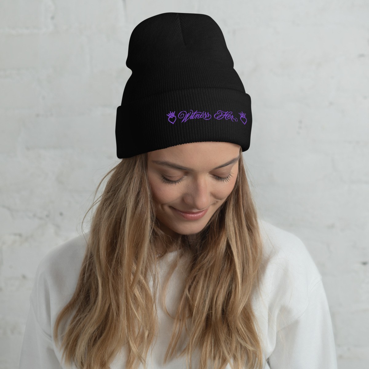Witness Her — Cuffed Beanie (Black) — Black