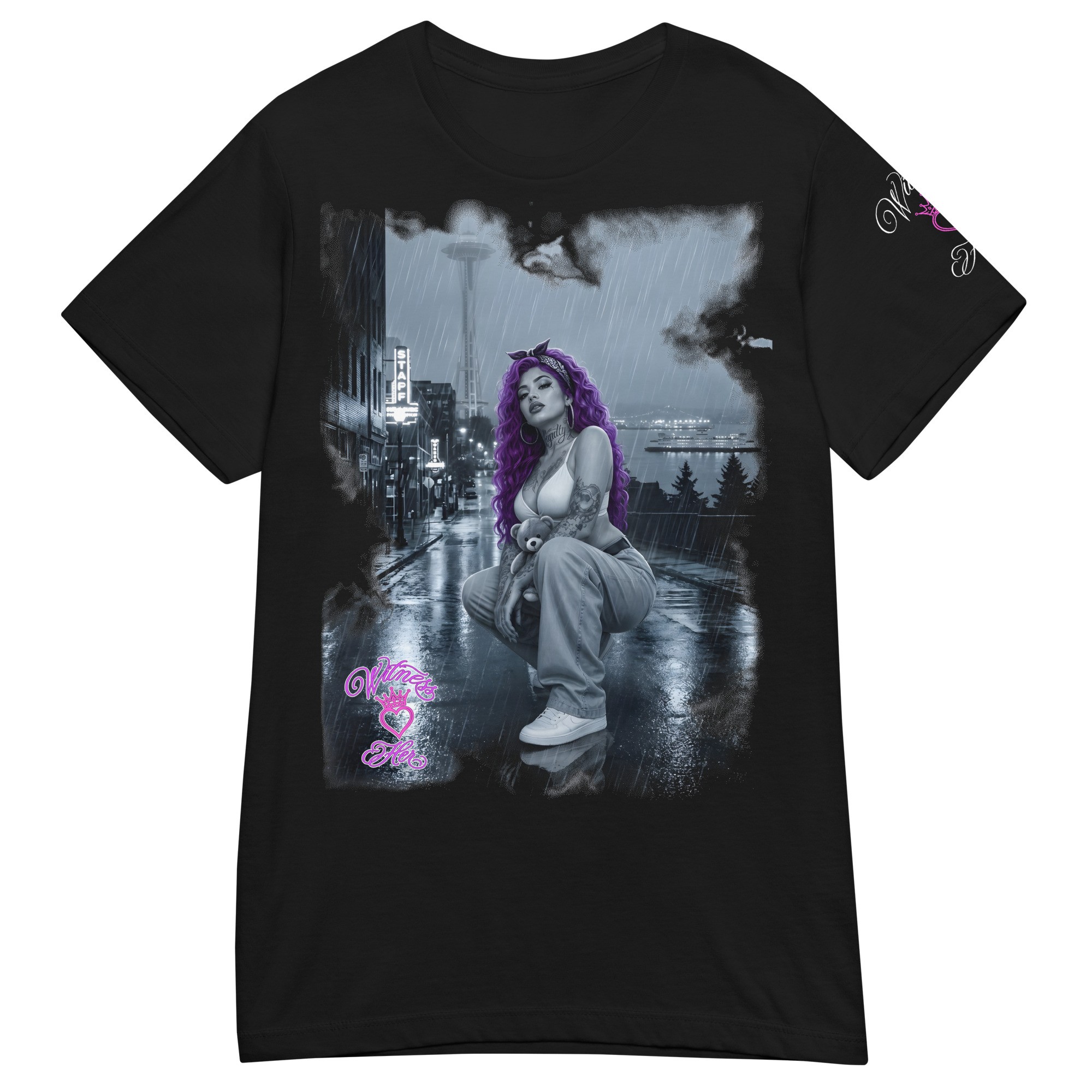 Witness Her — Seattle Rain Chola Women’s Jersey Tee — Black