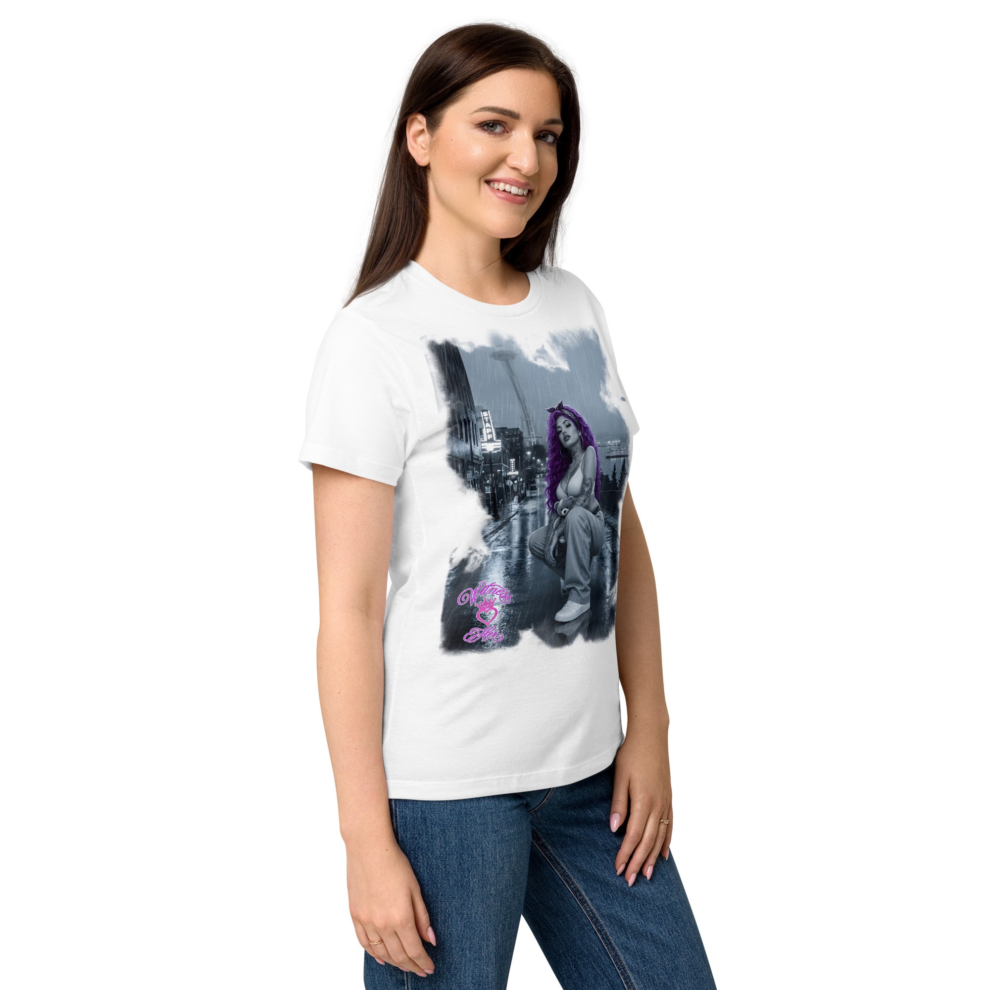 Witness Her — Seattle Rain Chola Women’s Jersey Tee — White
