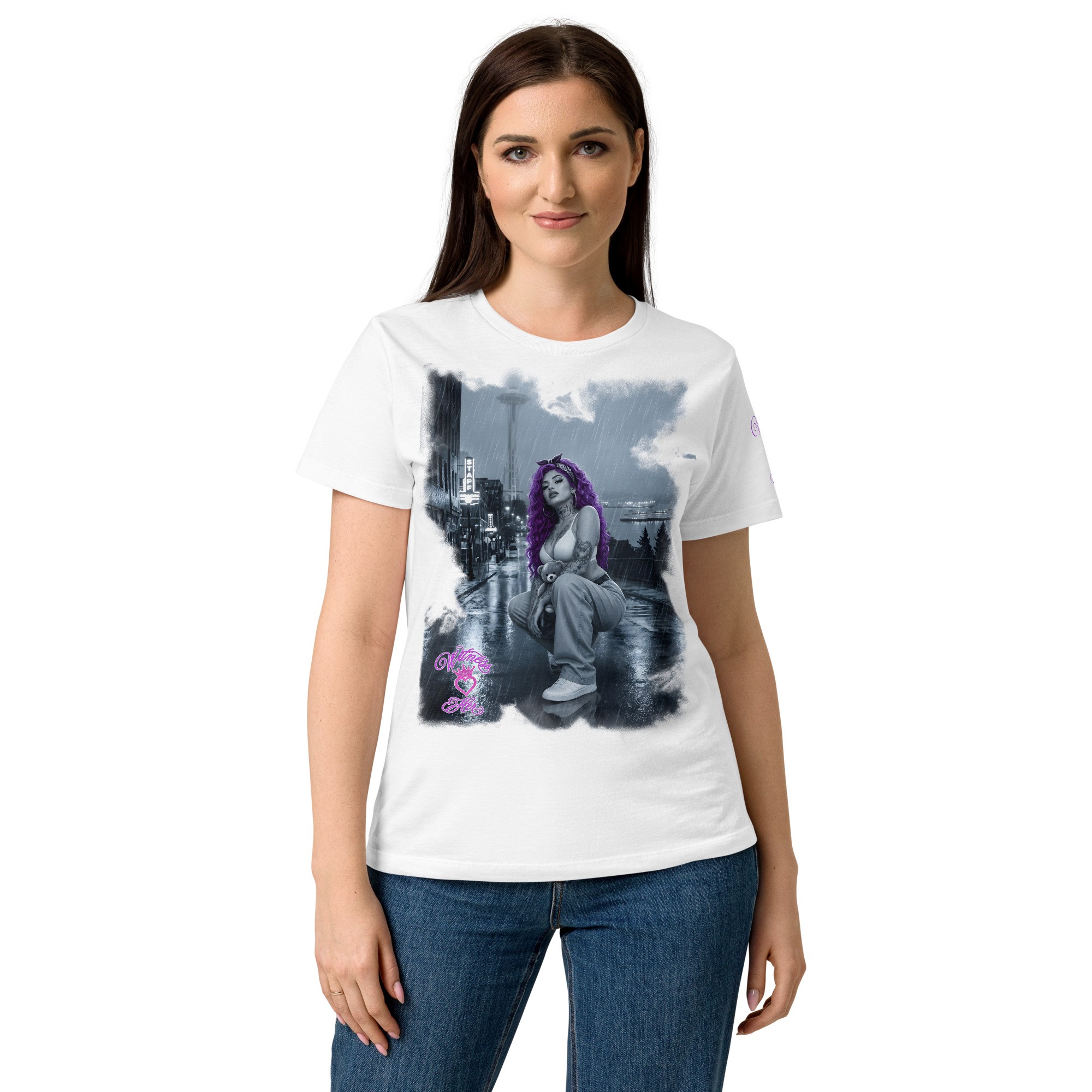 Witness Her — Seattle Rain Chola Women’s Jersey Tee — White