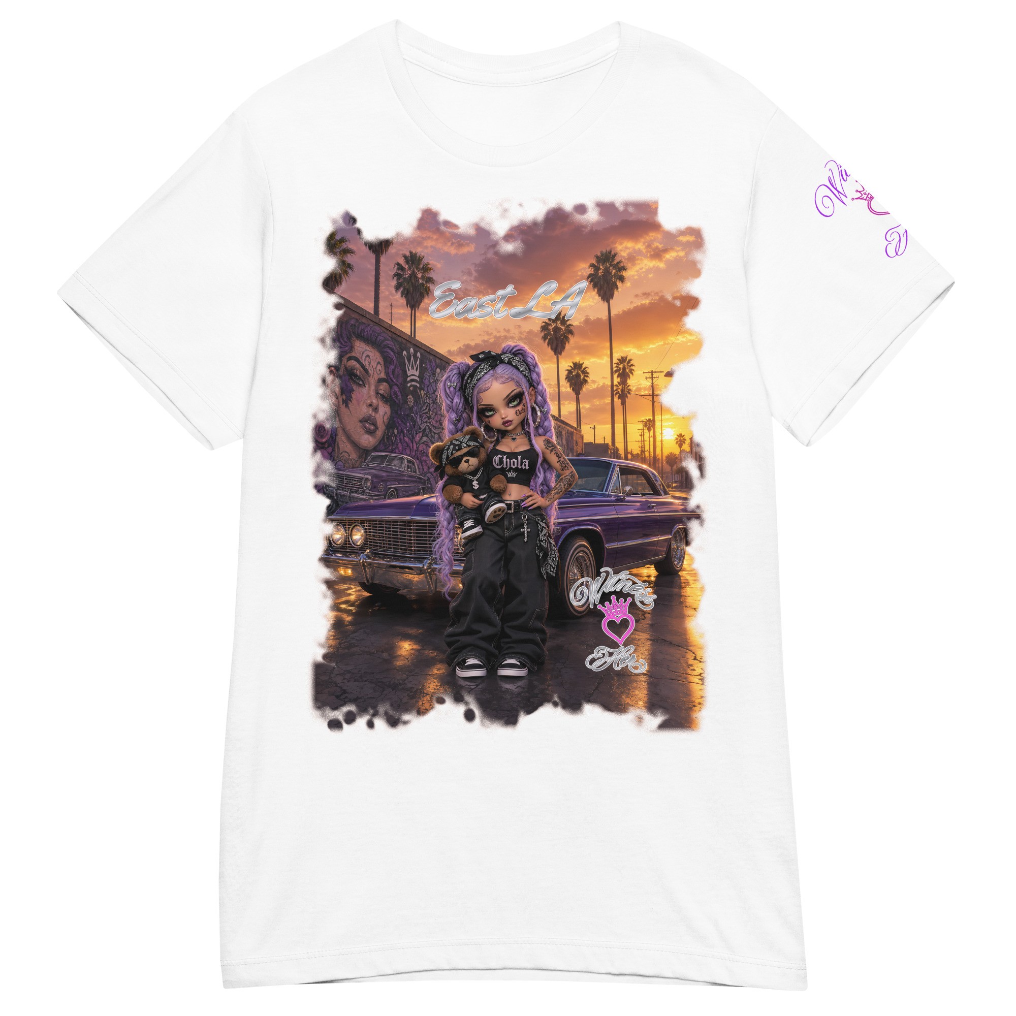 Witness Her — East LA Mural Sunset Chola Women’s Tee — White