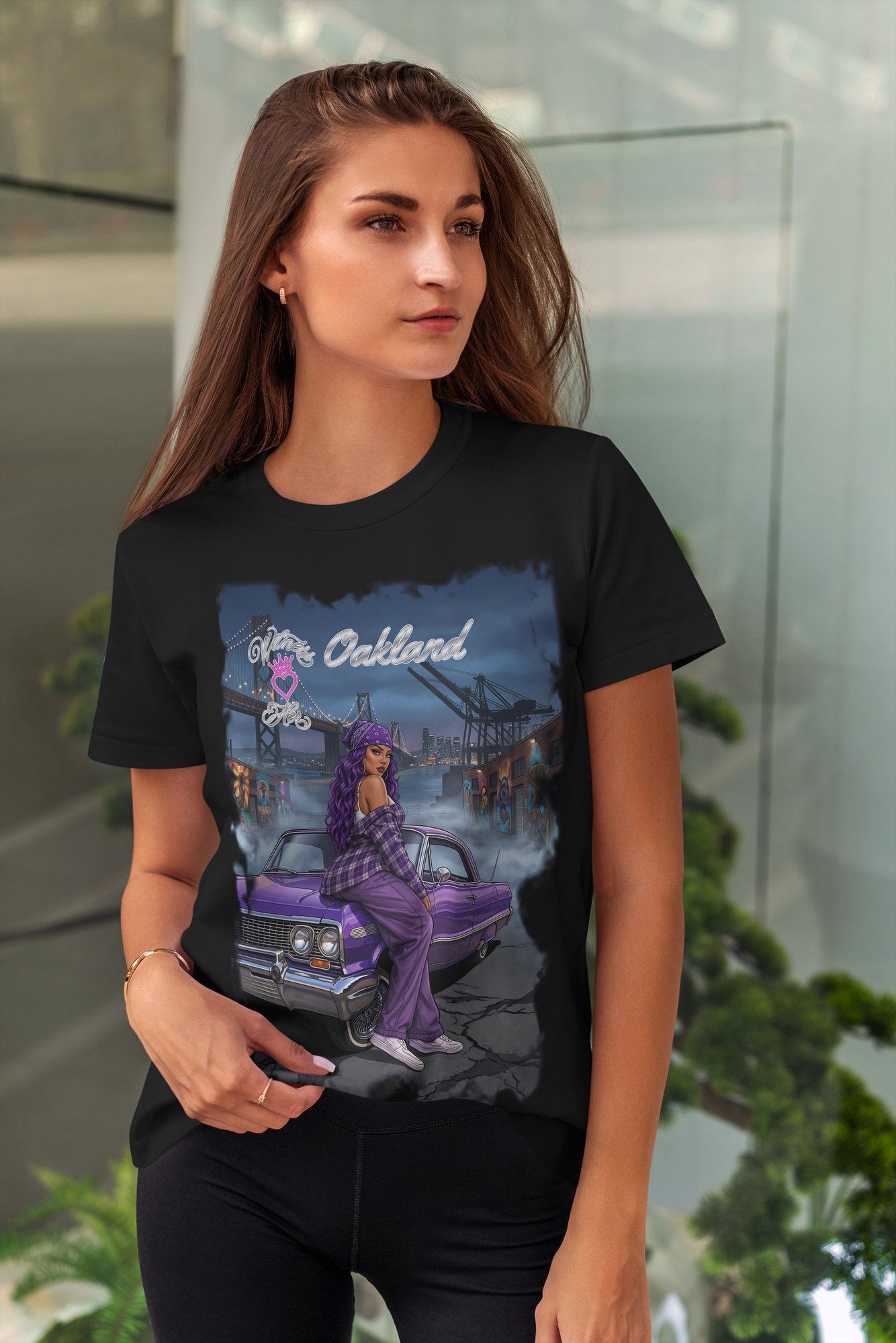 Witness Her — Oakland Bay Chola Women’s Tee — Black