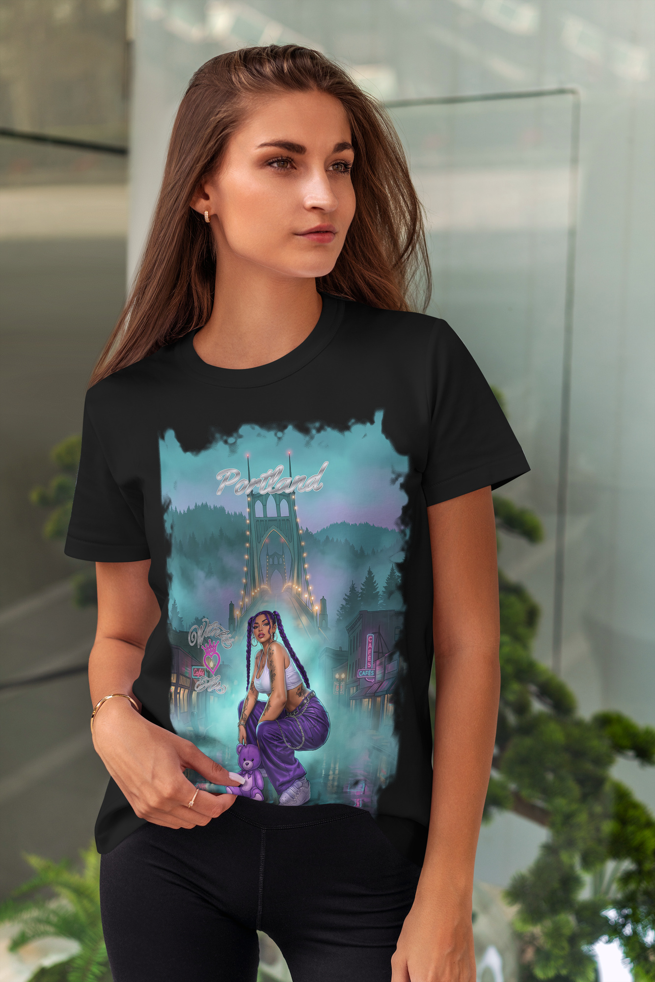 Witness Her — Portland Mist Chola Women’s Tee — Black