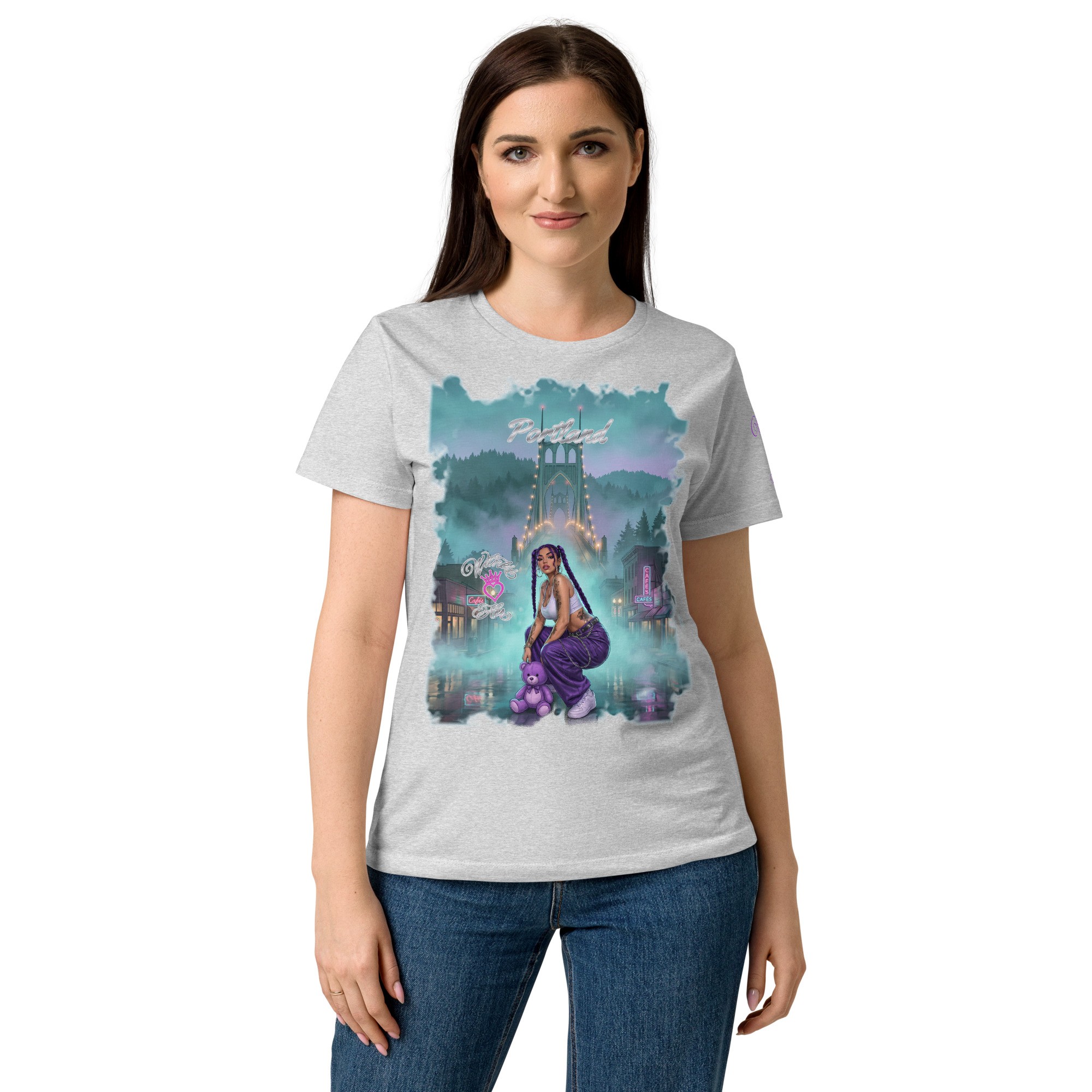 Witness Her — Portland Mist Chola Women’s Tee — Sport Grey