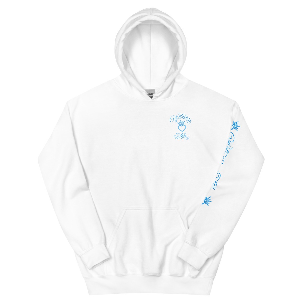 Witness Her — Praying Sugar Skull Hoodie (Black) — White / Blue Hair