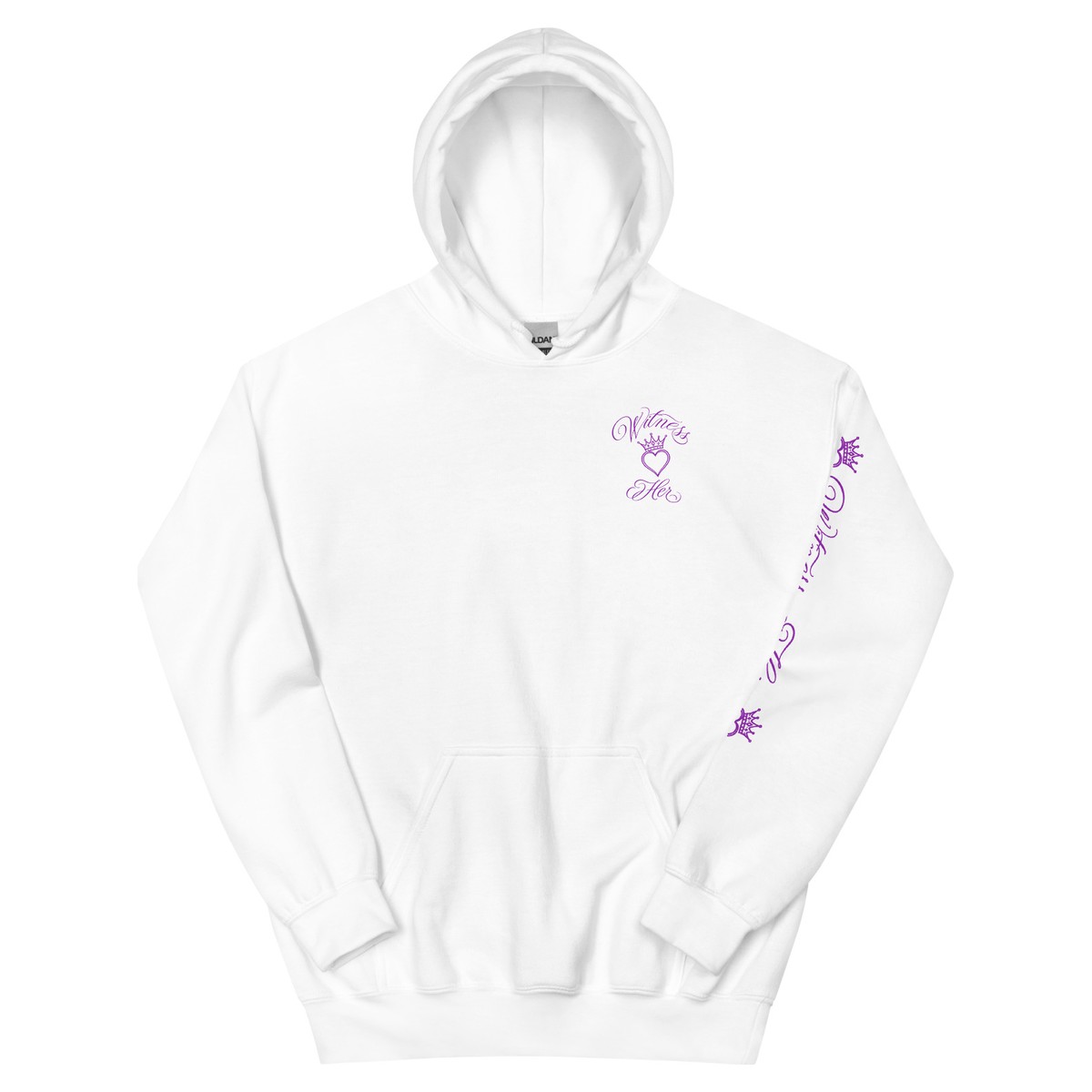 Witness Her — Praying Sugar Skull Hoodie (Black) — White / Purple Hair