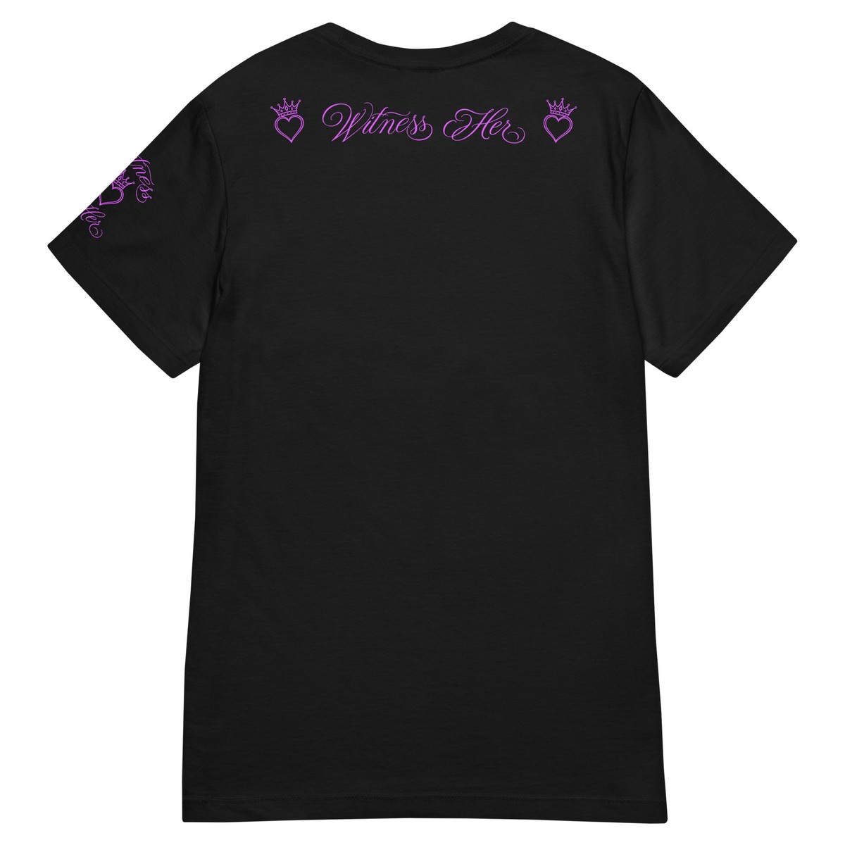 Witness Her — Praying Women’s Tee (Black) — Black / Purple