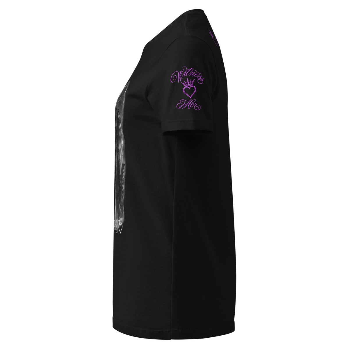 Witness Her — Praying Women’s Tee (Black) — Black / Purple
