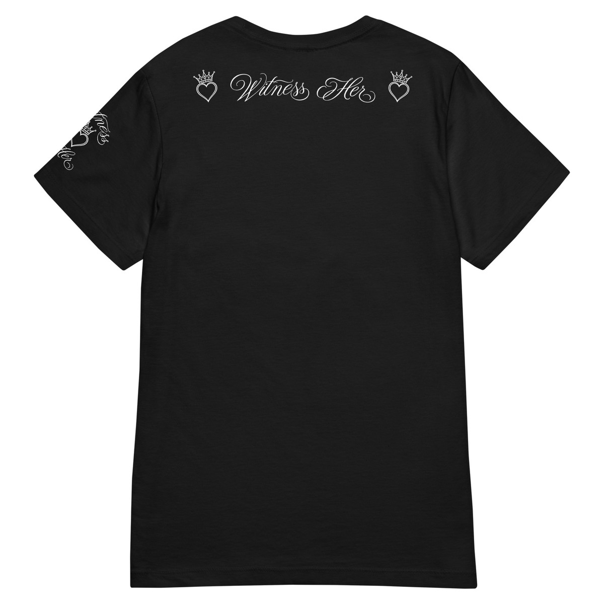 Witness Her — Praying Women’s Tee (Black) — Black / White