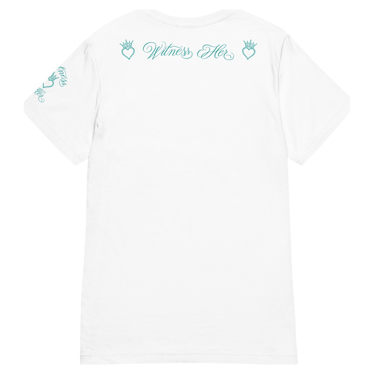 Witness Her — Praying Women’s Tee (Black) — White / Teal