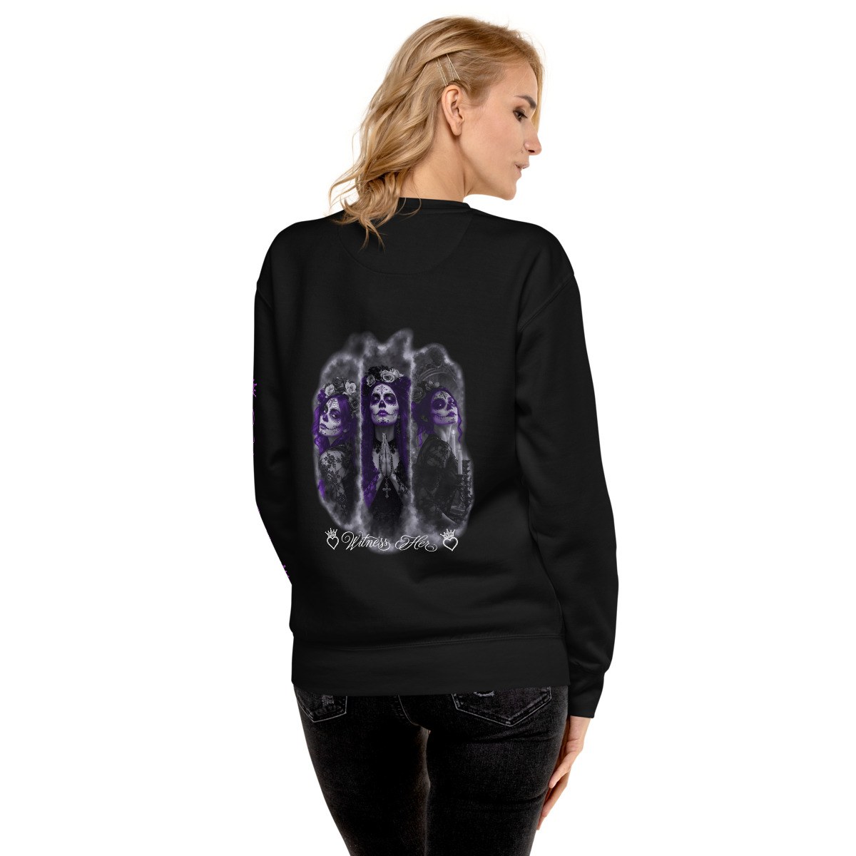 Witness Her — Premium Crewneck (Black) — Black