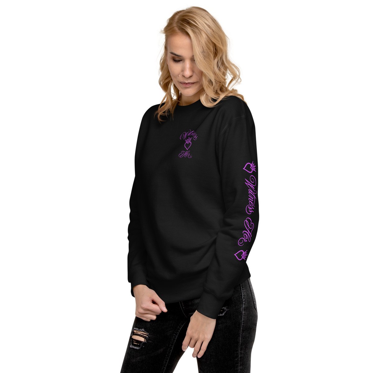 Witness Her — Premium Crewneck (Black) — Black
