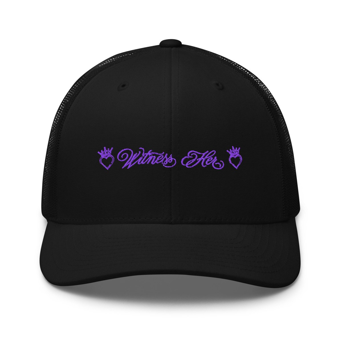 Witness Her — Retro Trucker Hat (Black) — Black